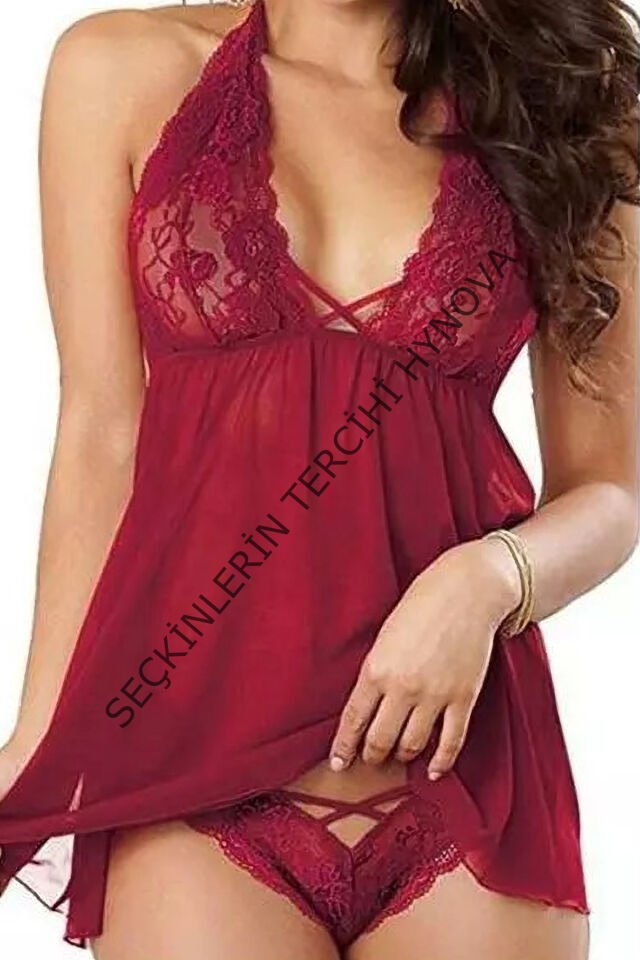 Kadın Şık Bordo Dantel Gecelik – Modern ve Şık Tasarım