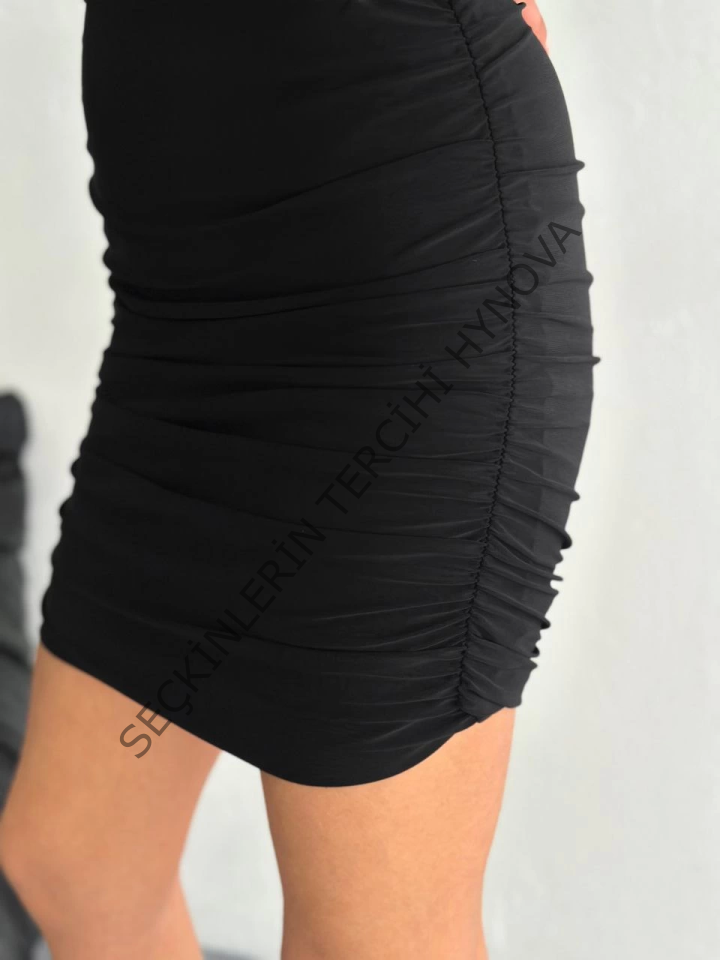 Göğüs Ve Yanlar Dekolteli Kolsuz Boy Elbise - Siyah