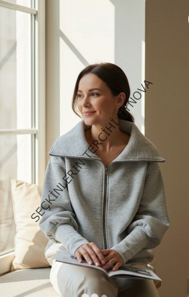 Kadın Uzun Kollu Fermuar Detay Sweat Shirt