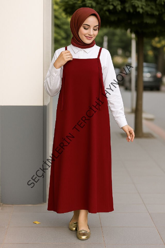 Kadın Bordo Basic Ayarlanabilir Askılı Jile Elbise – Şık, Rahat ve 4 Mevsim Kullanıma Uygun