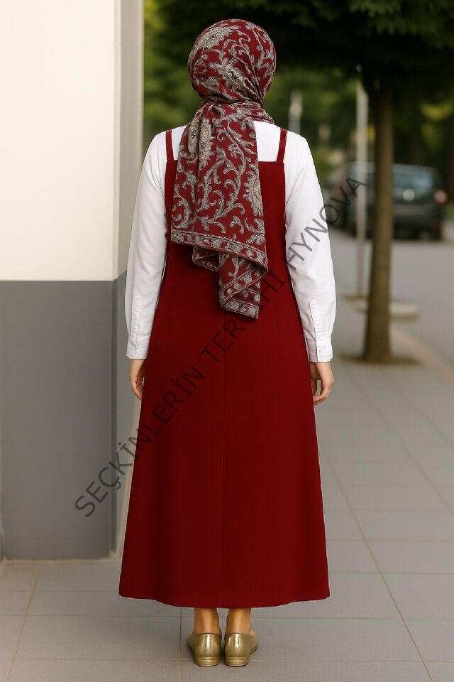 Kadın Bordo Basic Ayarlanabilir Askılı Jile Elbise – Şık, Rahat ve 4 Mevsim Kullanıma Uygun