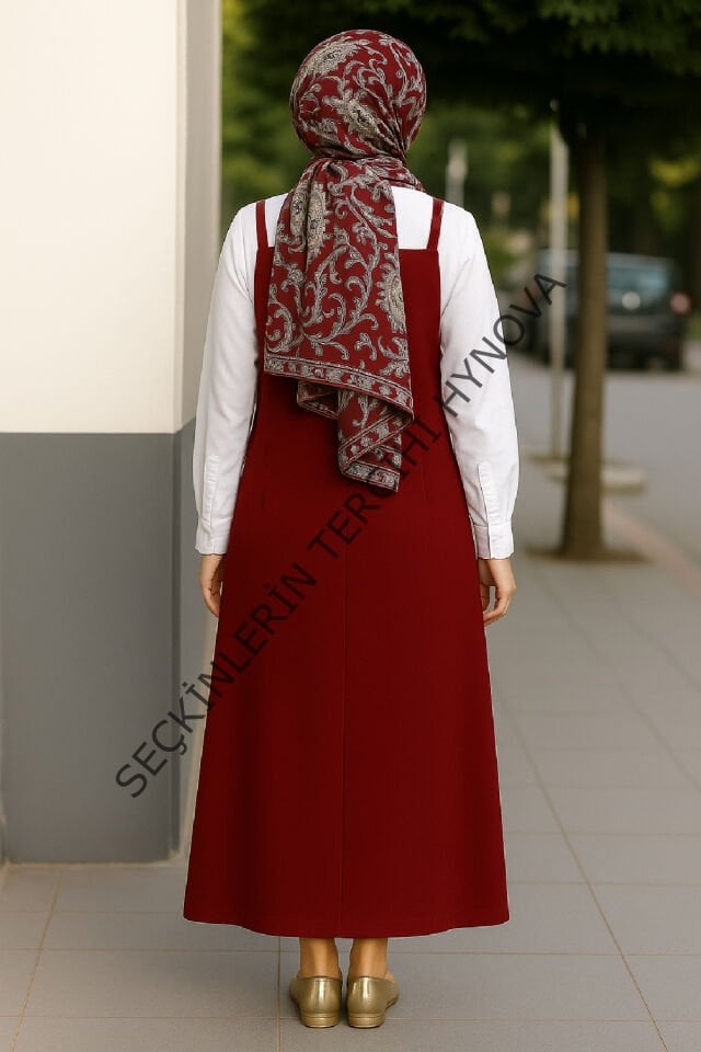 Kadın Bordo Basic Ayarlanabilir Askılı Jile Elbise – Şık, Rahat ve 4 Mevsim Kullanıma Uygun