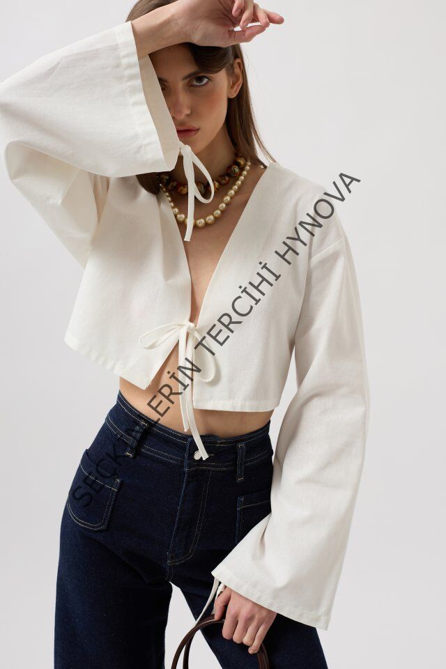 Bağlama Detay Uzun Kol Bluz