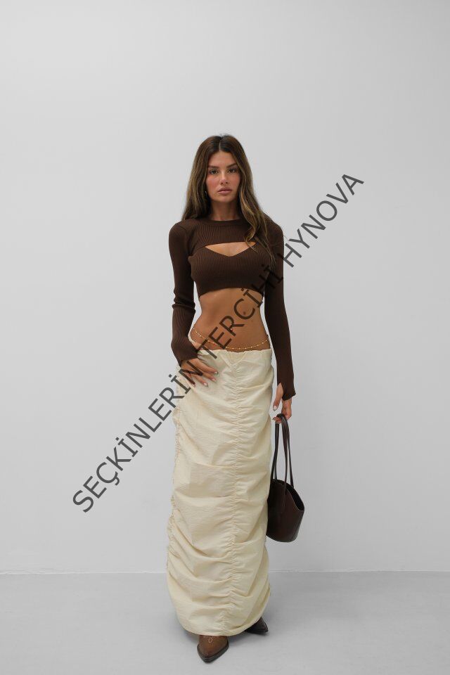 Büzgü Detay Maxi Etek