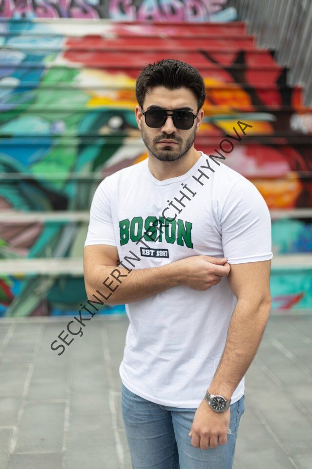Erkek Boston Baskılı Süprem T-shirt