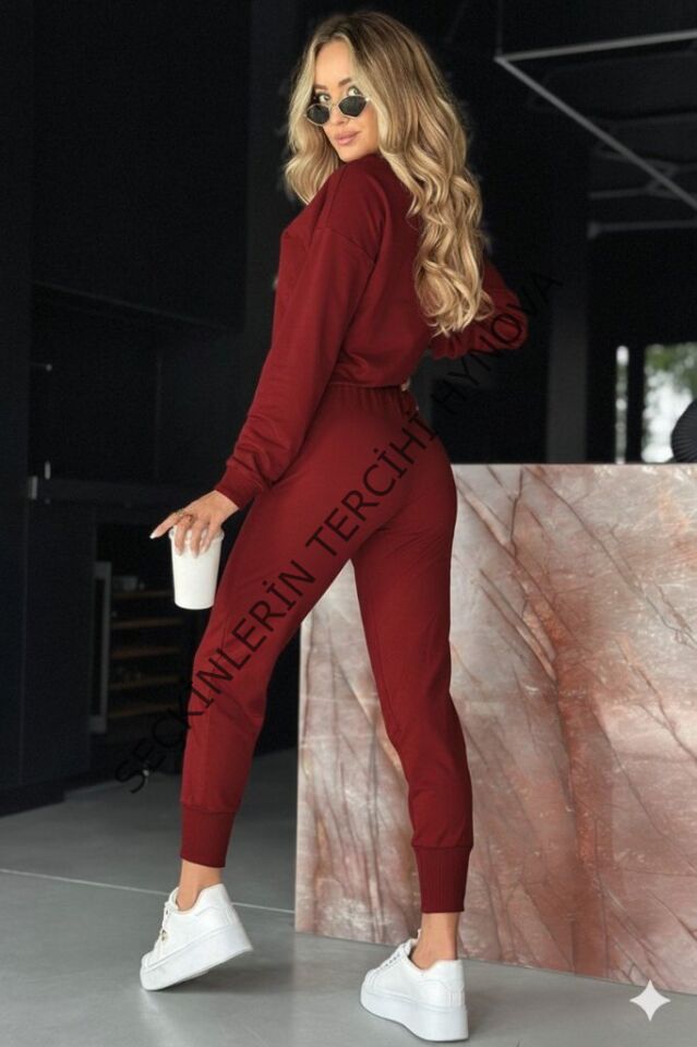 Kadın Uzun Kollu V Yakalı Viskon Iki Iplik Bluz Ve Pantolon Ikili Takım