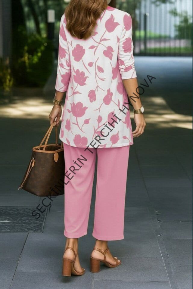 Kadın Uzun Kollu önü Açık Modal Ceket Kolsuz Viskon Iki Iplik Bluz Ve Pantolon üçlü Takım