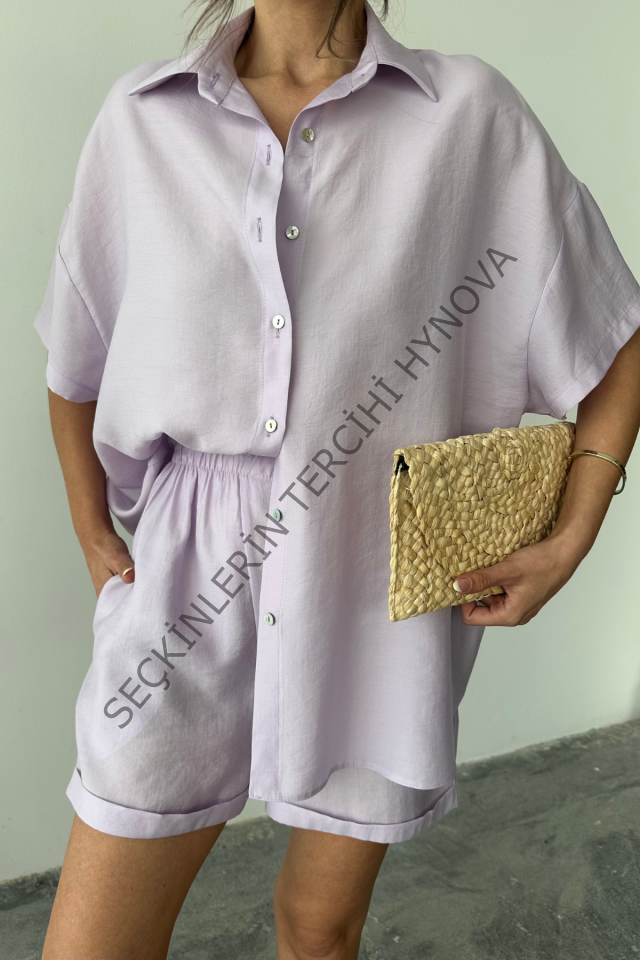 GÖMLEK - ŞORT TAKIM - Lila
