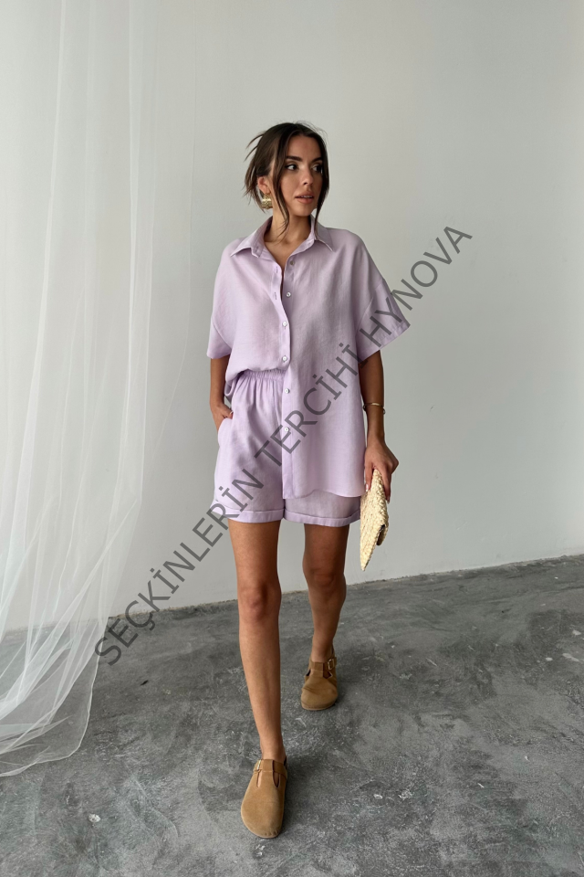 GÖMLEK - ŞORT TAKIM - Lila