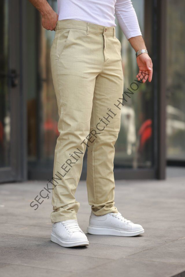 Erkek Rahat Keten Pantolon