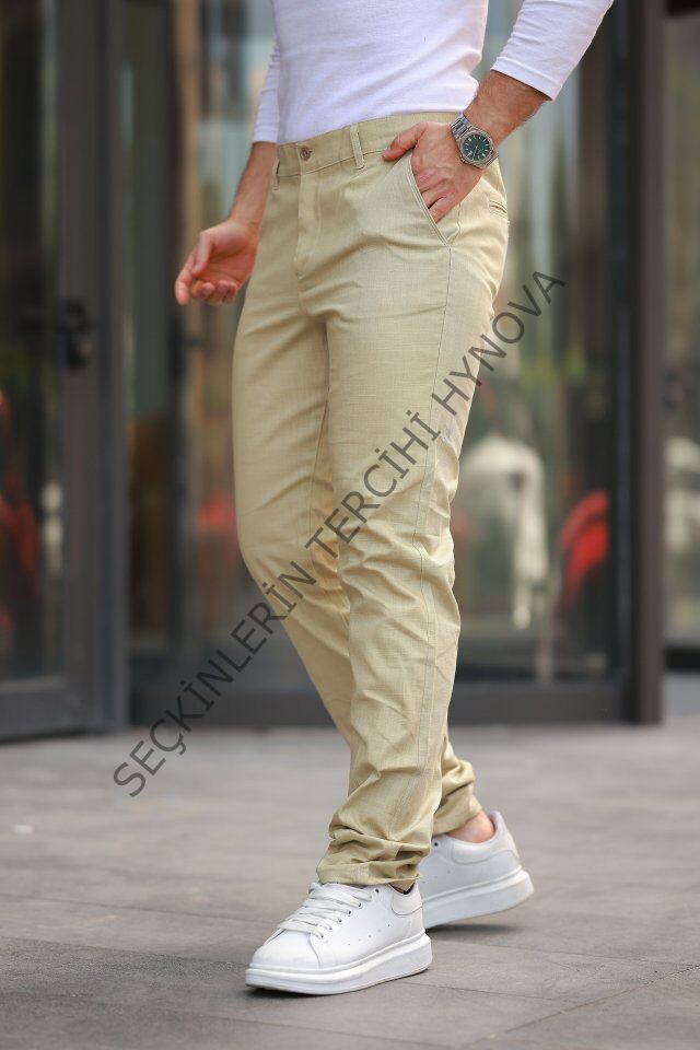 Erkek Rahat Keten Pantolon