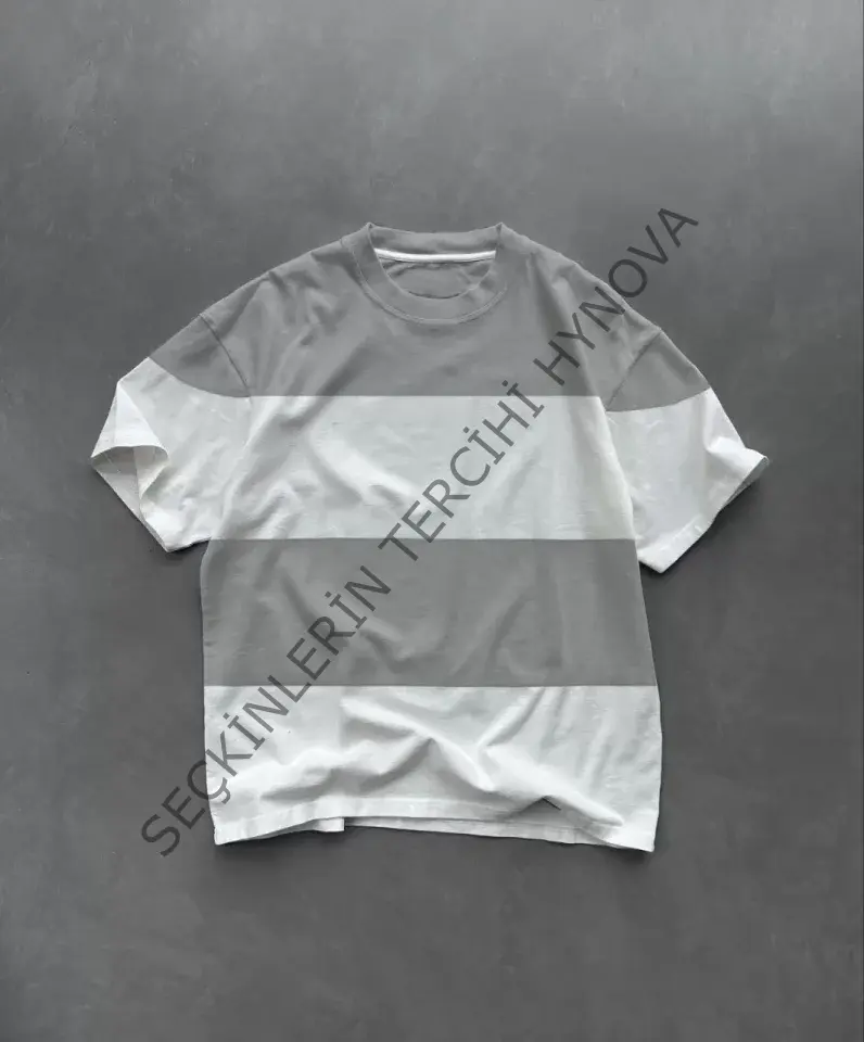 Unisex Bisiklet Yaka Parçalı T-Shirt - Gri