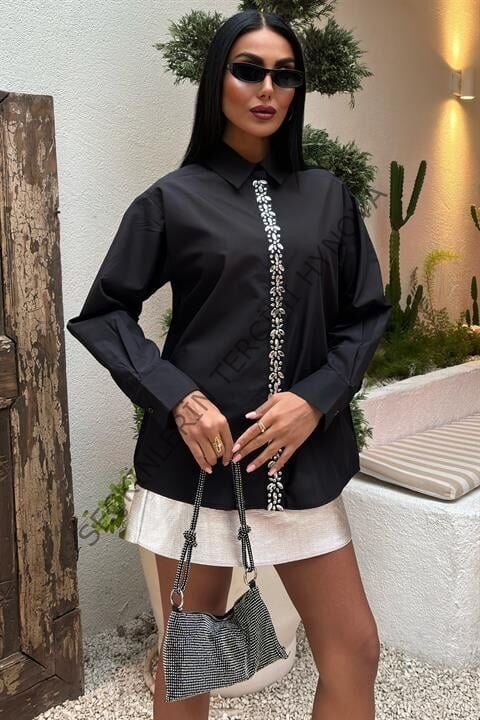 Önü Şerit Taşlı Gömlek 3448