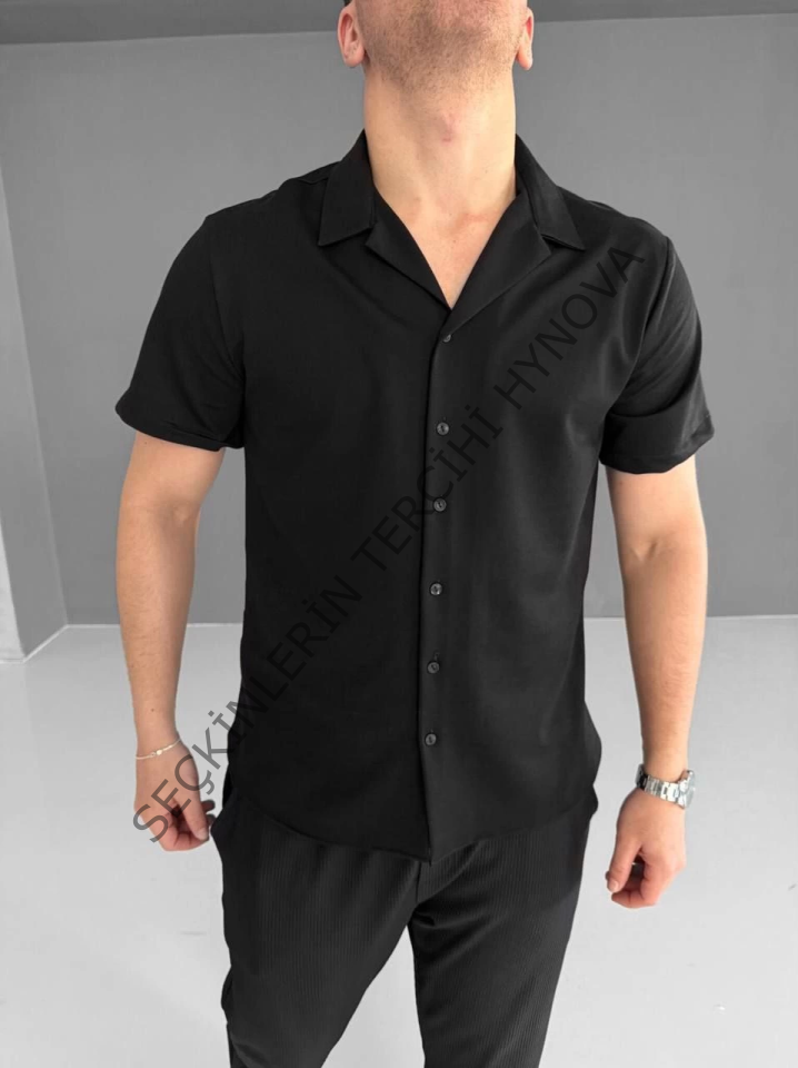 İki İplik Kumaş Gömlek - Siyah