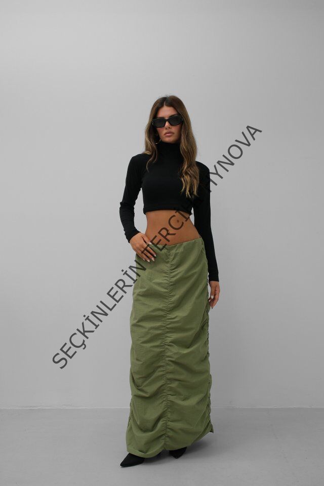 Büzgü Detay Maxi Etek