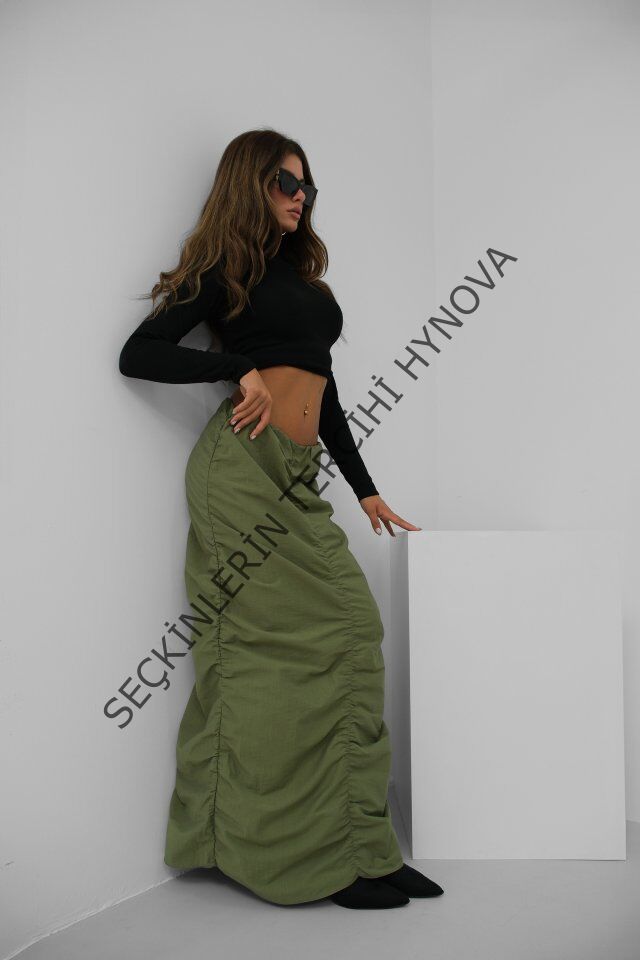 Büzgü Detay Maxi Etek