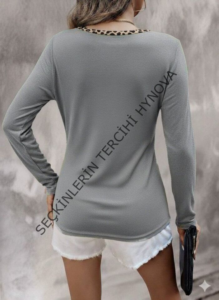 Kadın Uzun Kollu V Yakalı Kaşkorse Bluz