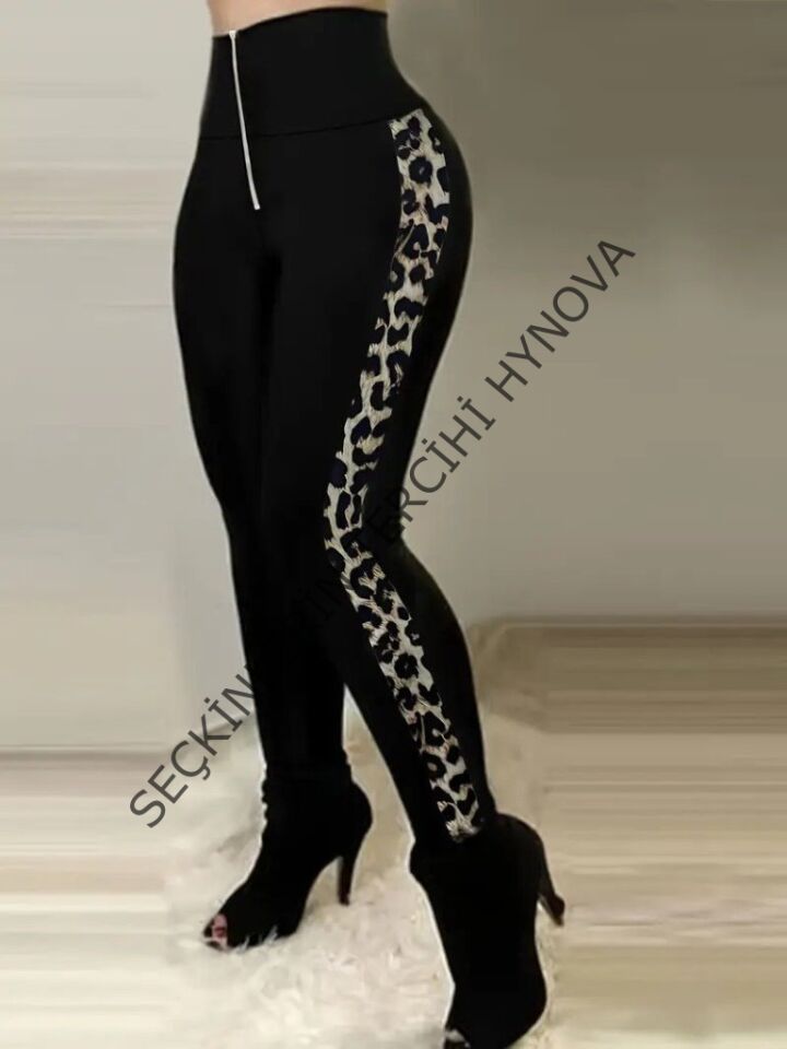 Kadın Yüksek Bel Yan şerit Detaylı Dalgıç Tayt