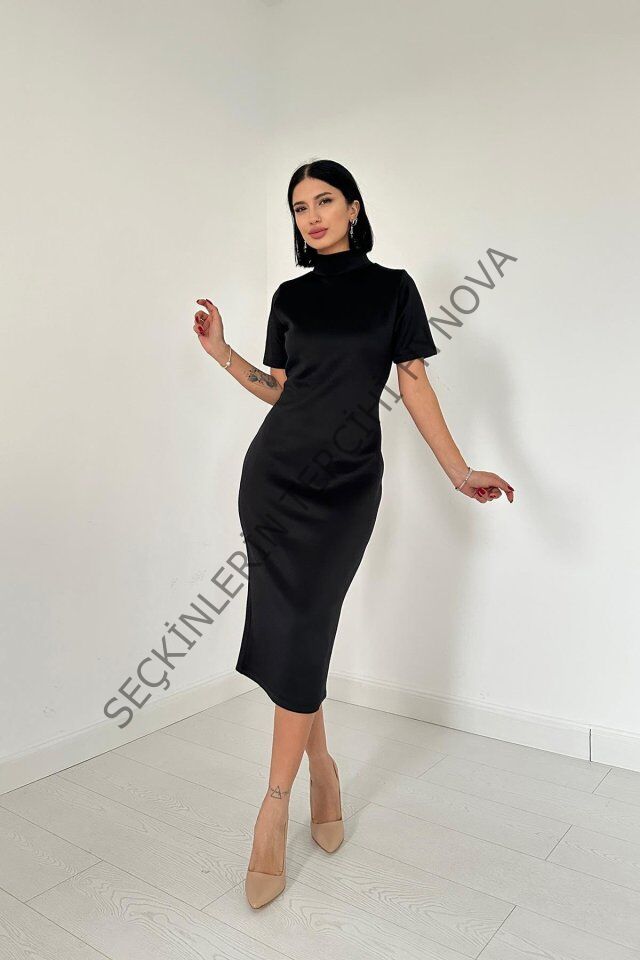 Siyah Balıkçı Yaka Elbise