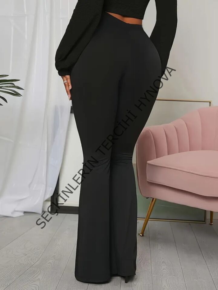 Kadın Yüksek Bel Ispanyol Paça Dalgıç Pantolon