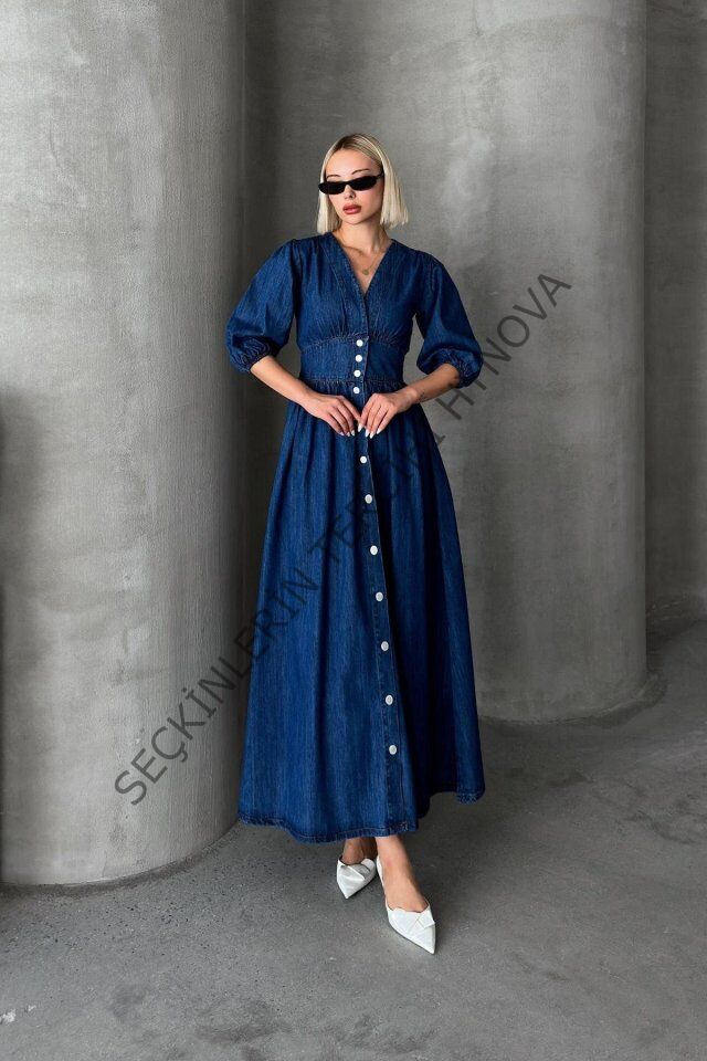 7037 KOT ELBİSE-MAVİ