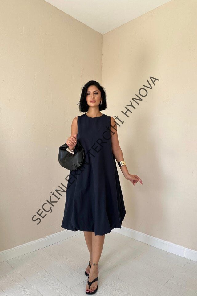 Lacivert Comfort Balon Elbise