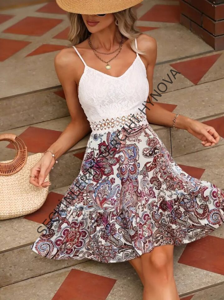 Kadın Askılı V Yakalı üst Dantel Alt Süprem Mini Elbise