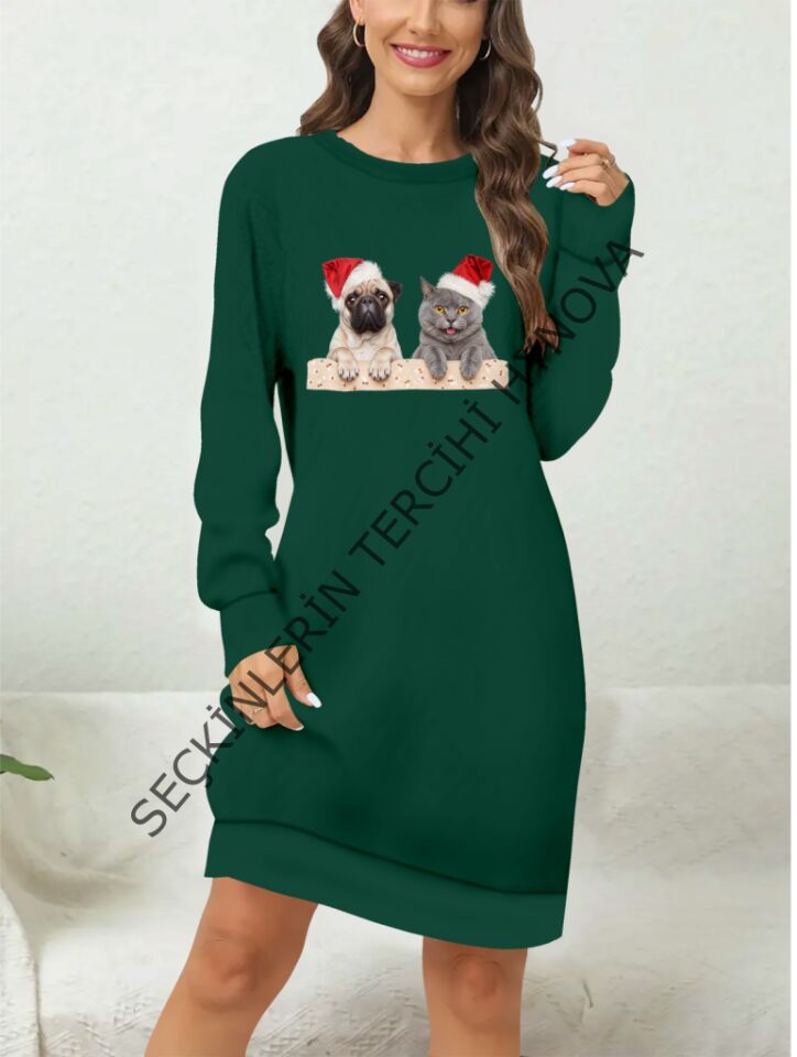 Kadın Uzun Kollu Bisiklet Yaka Desenli Viskon Iki Iplik Bluz