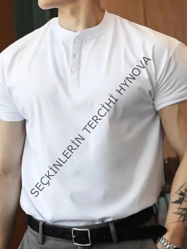 Erkek Kısa Kollu Hakim Yaka önü Düğmeli Viskon Tişört