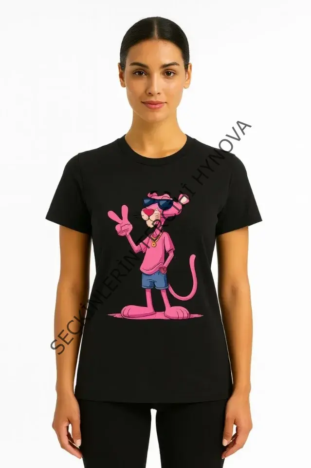 Bisiklet Yaka Kısa Kollu Baskılı T-shirt - Siyah