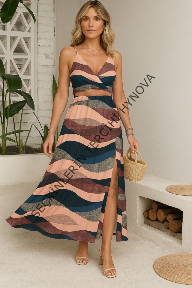 Kadın Kolsuz Askılı Crop Ikili Süprem Takım