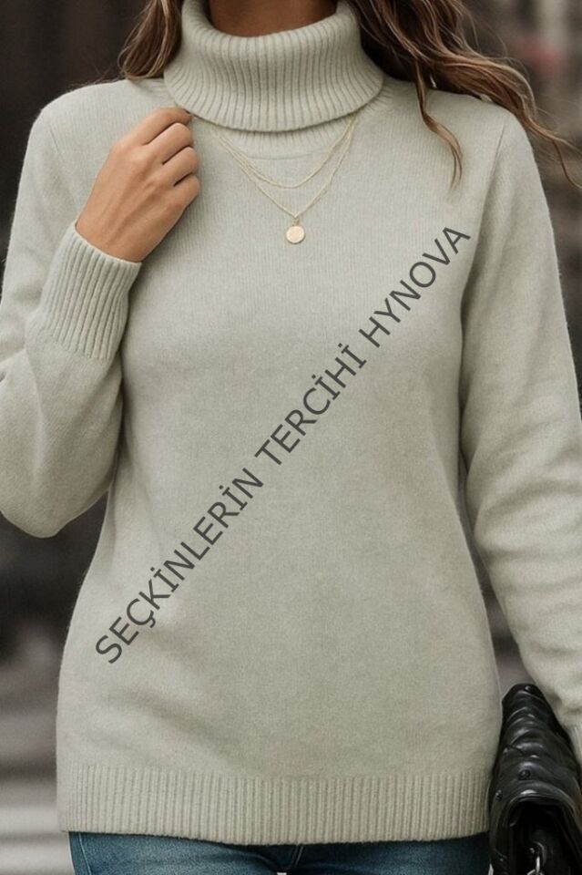 Kadın Uzun Kollu Balıkçı Yaka Triko Bluz