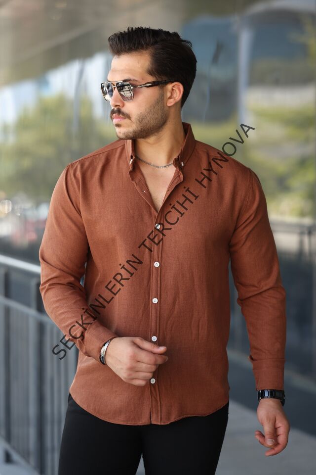 Erkek Uzun Kollu Regular Sofya Keten Gömlek