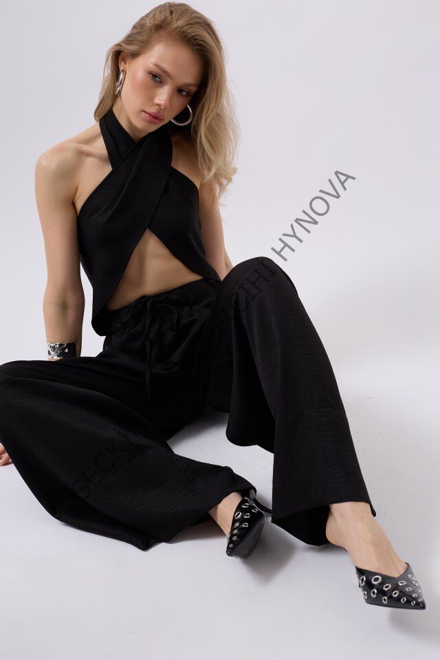 Düşük Bel Oversize Keten Pantolon