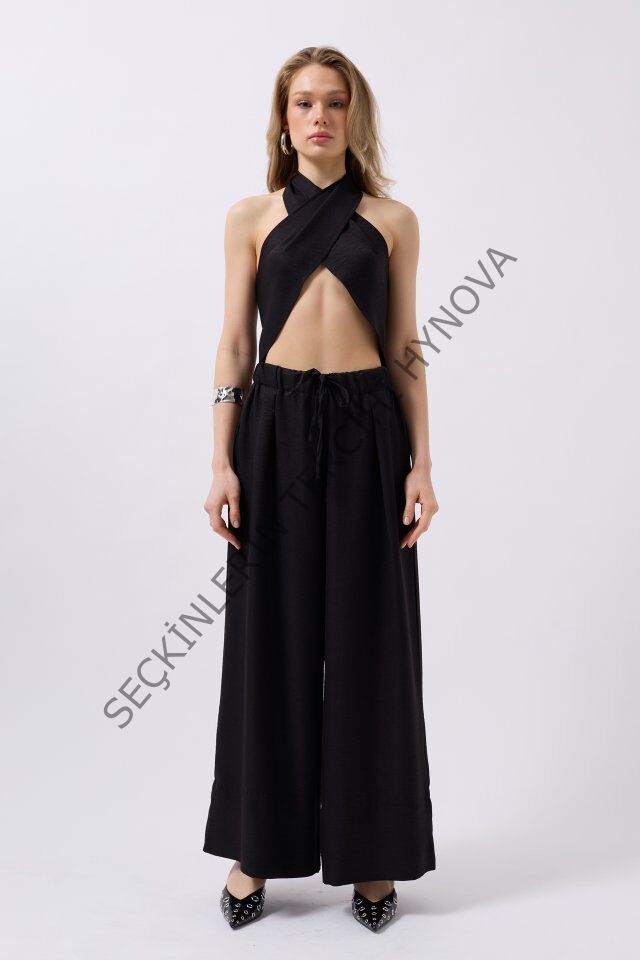 Düşük Bel Oversize Keten Pantolon