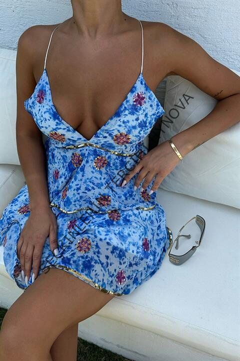 Cheryl Gold Pul Detaylı Elbise 2475-08