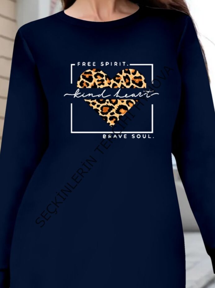 Kadın Uzun Kollu Bisiklet Yaka Desenli Viskon Iki Iplik Bluz