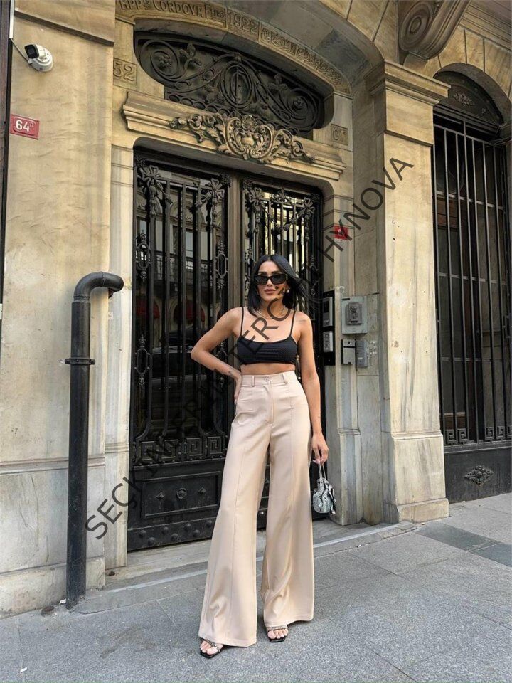 PANTOLON KAPALI CEP DETAYLI SALAŞ PANTOLON - Bej