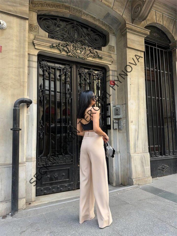 PANTOLON KAPALI CEP DETAYLI SALAŞ PANTOLON - Bej