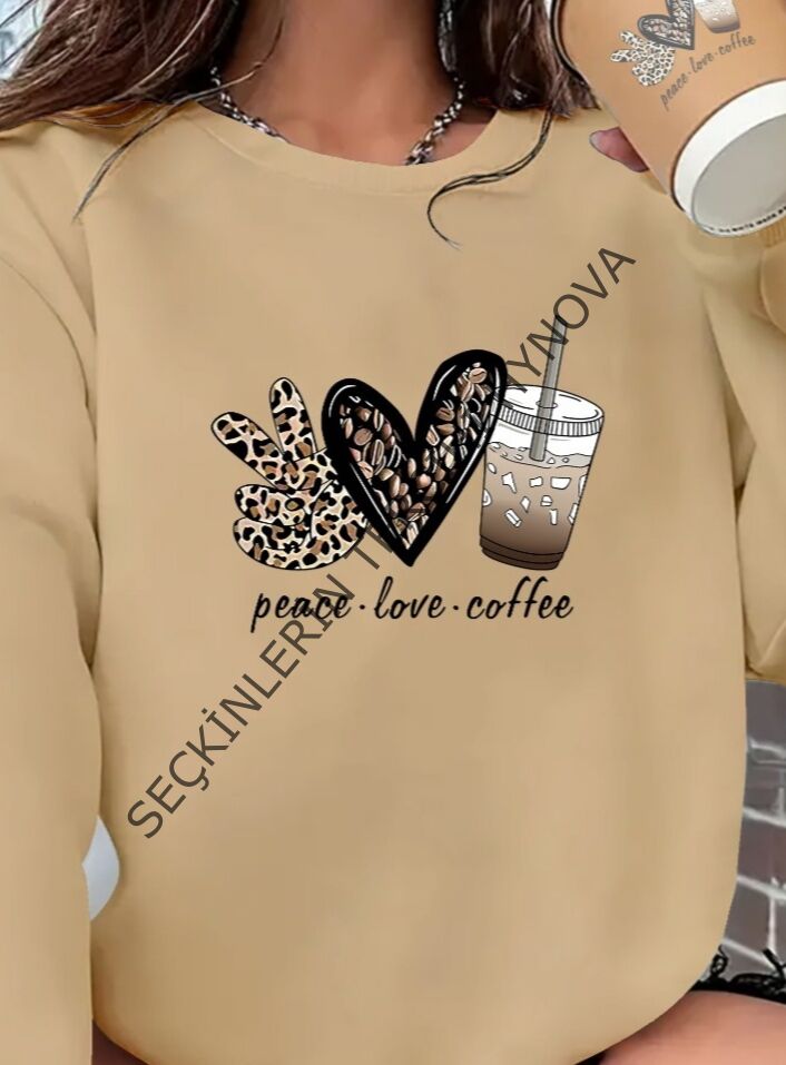 Kadın Uzun Kollu Bisiklet Yaka Kalp Desenli Viskon Iki Iplik Bluz