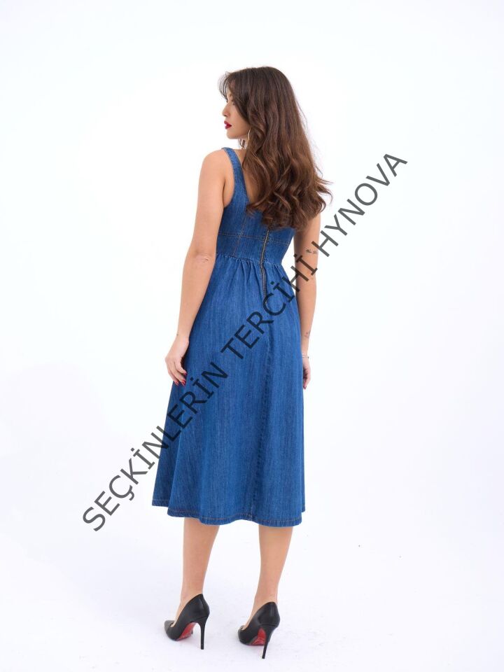 7143 KOT ELBİSE-MAVİ