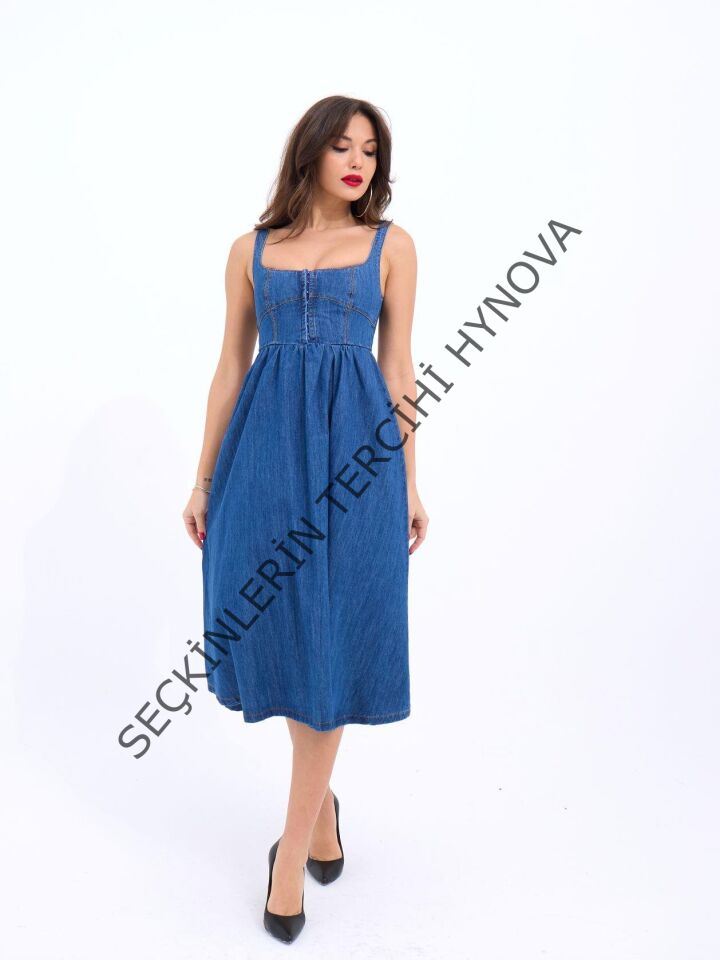 7143 KOT ELBİSE-MAVİ