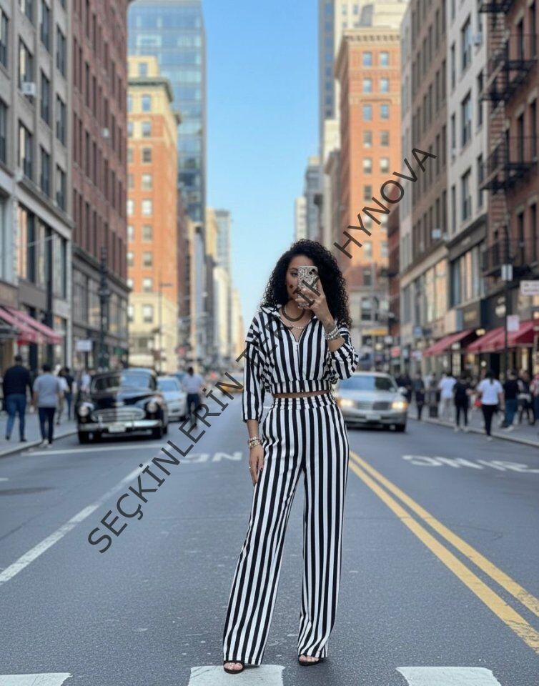 Kadın çizgi Detay Kadife Kumaş Hırka Pantolon Ikili Takım