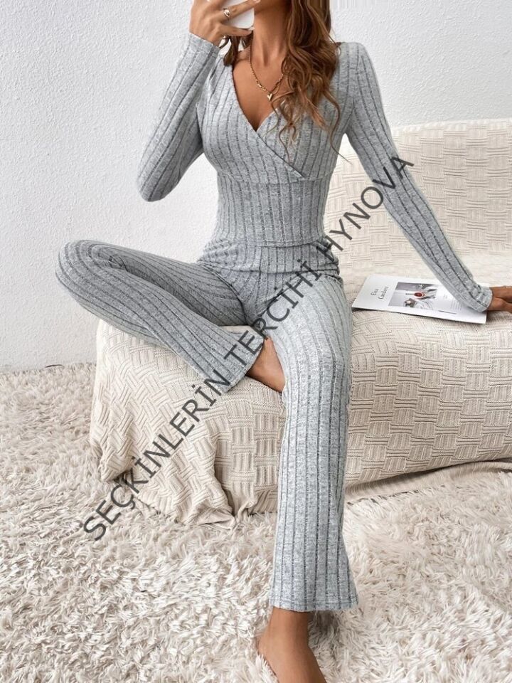 Kadın Uzun Kollu şardonlu Kaşkorse Ikili Takım