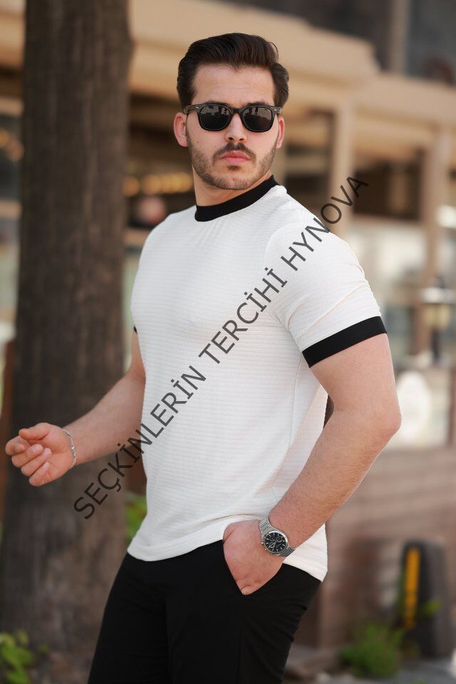 Erkek Bisiklet Yaka örme Pamuklu Kumaş Kısa Kollu T-shirt