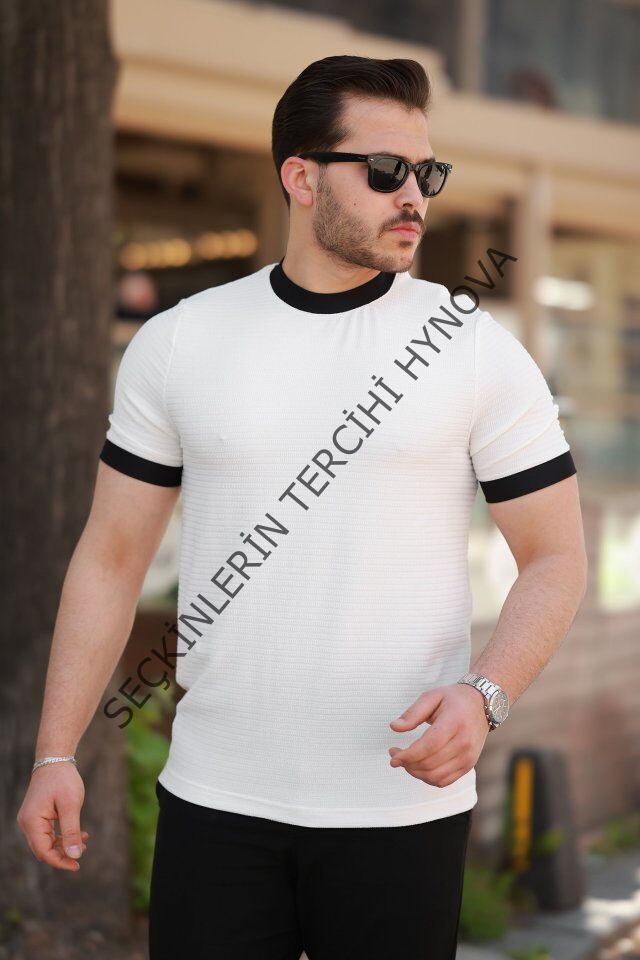 Erkek Bisiklet Yaka örme Pamuklu Kumaş Kısa Kollu T-shirt