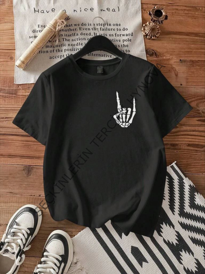 Erkek Baskılı Oversize T-shirt - Siyah
