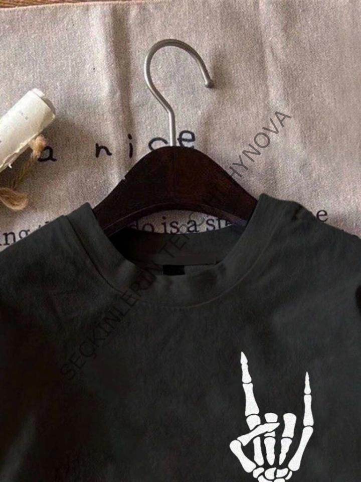 Erkek Baskılı Oversize T-shirt - Siyah