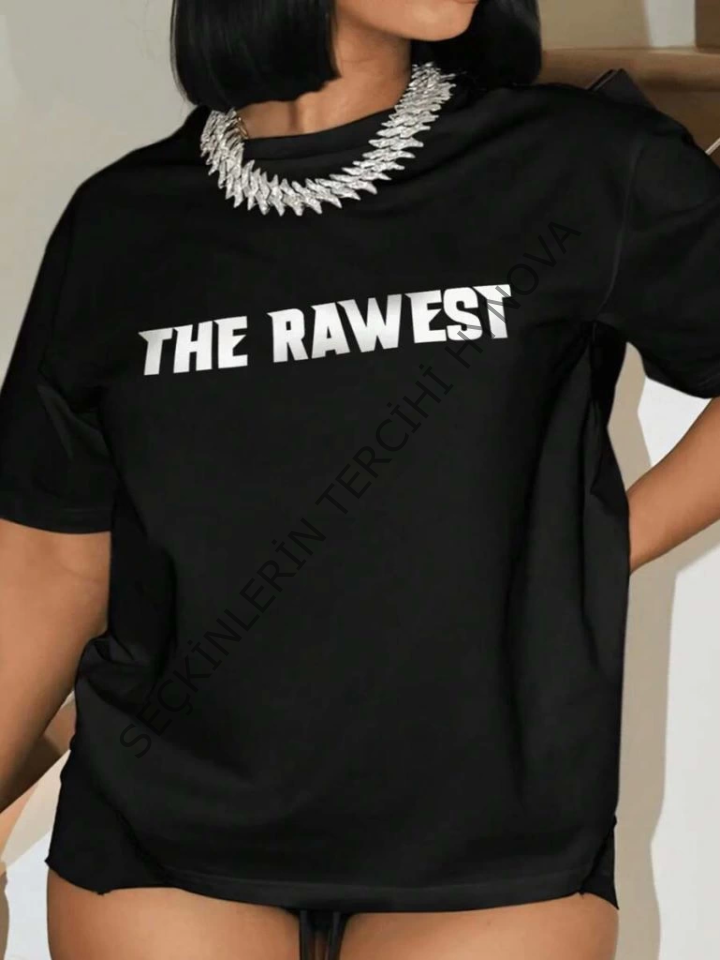 Baskılı Oversize T-shirt - Siyah