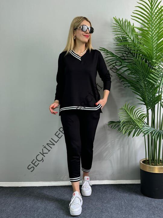 Kadın Yeni Sezon Uzun Kollu Ribana Detay Ikili Takım
